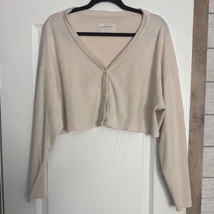 Cream Aeropostale Button-Up Cropped Cardigan